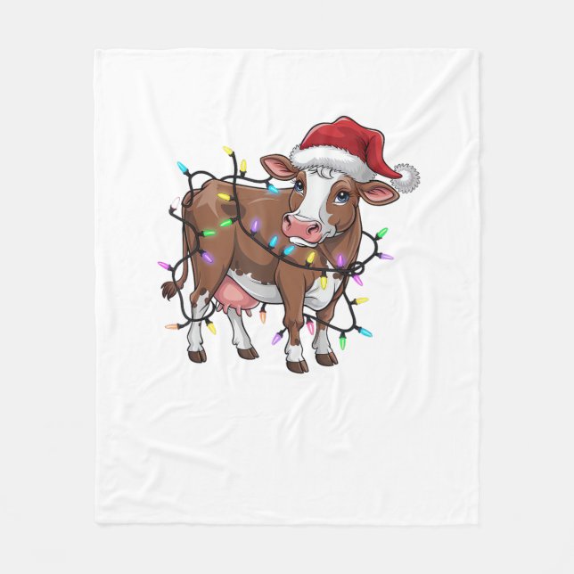 Cute Cow-julljus, jultomten Fleecefilt (Framsidan)