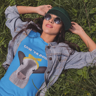 Cute Cow med Bow-meddelande för Anpassningsbar T Shirt