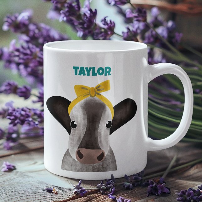Cute Cow med Bow-Personlig Kaffemugg (Skapare uppladdad)