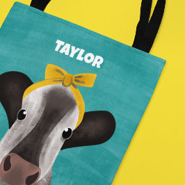 Cute Cow med Bow-Personlig Tygkasse