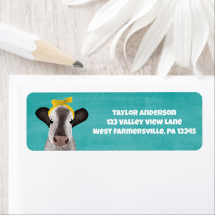 Cute Cow med Bow-Returadress Returadress Etikett