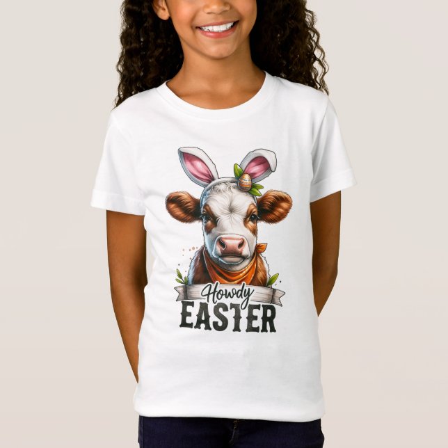 Cute Cow med Bunny Öron T Shirt (Framsida)