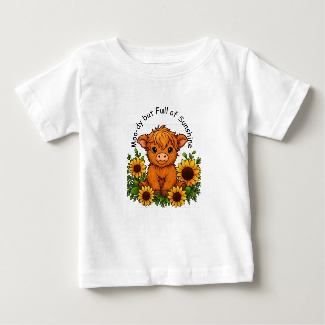 Cute Cow med solblommor T Shirt (Framsida)