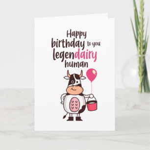 Cute Cow Mjölk Pun Legenmeji Human Funny Birthday Kort