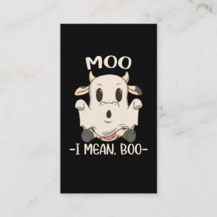 Cute Cow Moo Halloween Ghost Boo Visitkort