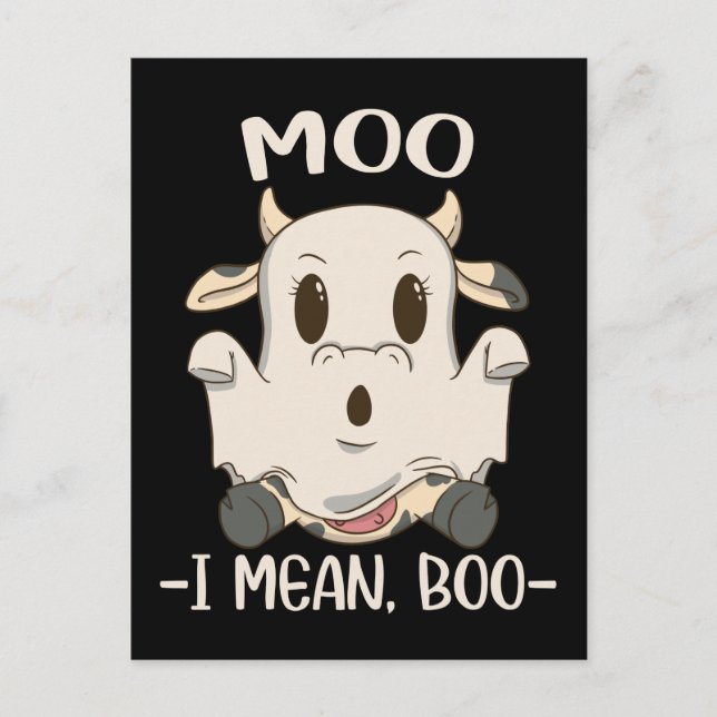 Cute Cow Moo Halloween Ghost Boo Vykort (Framsida)