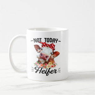 Cute Cow Not Today Heifer Blommigt Gift for Farmer Kaffemugg