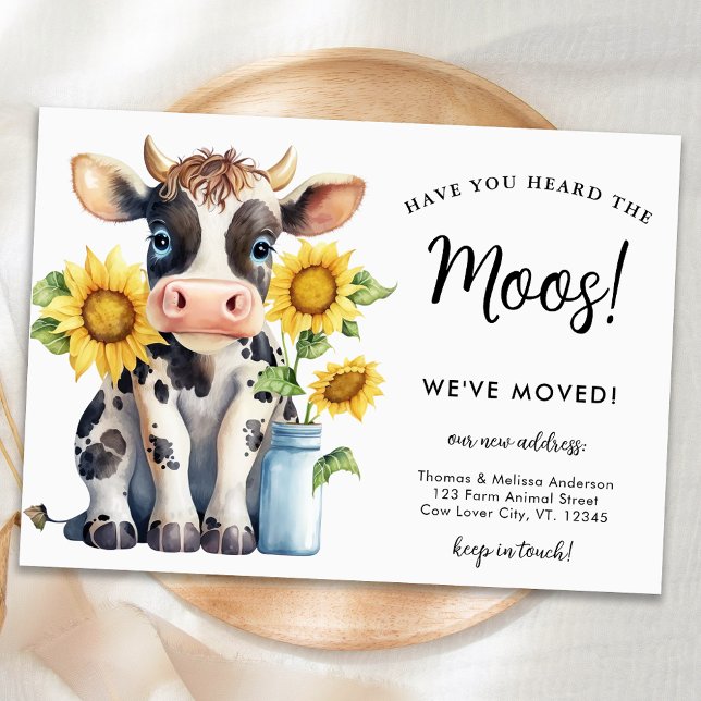 Cute Cow Nya adress Vi har flyttat Land Flytta Meddelande (Skapare uppladdad)