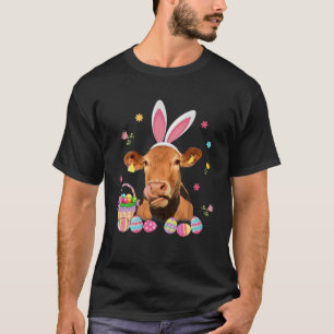 Cute Cow Påsk Day Bunny Eggs Basket Heifer Cow F T Shirt