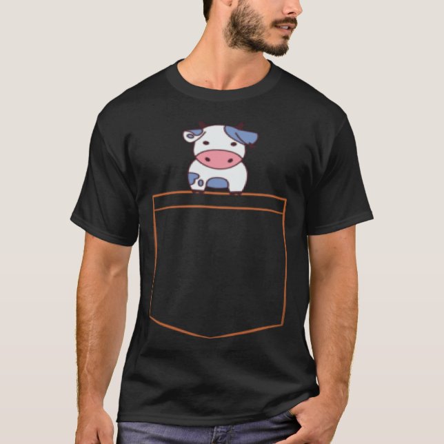 Cute Cow Pocket Pullover Hoodie T Shirt (Framsida)
