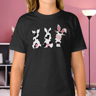Cute Cow Print Bunnies and Cow Påskhare T Shirt