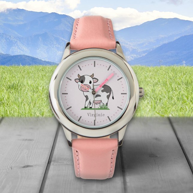 Cute Cow Rosa Watch Armbandsur (Cute Cow Pink Watch)