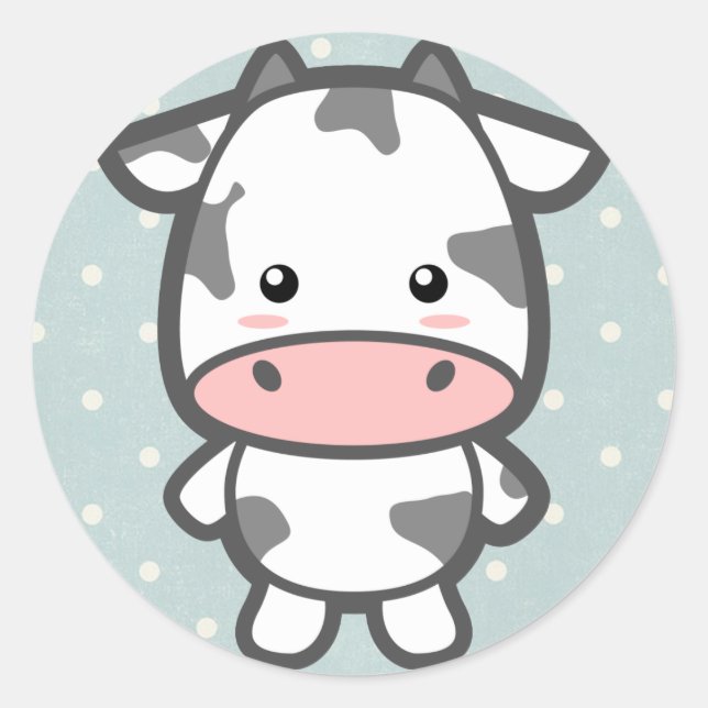 Cute Cow Runt Klistermärke (Framsida)