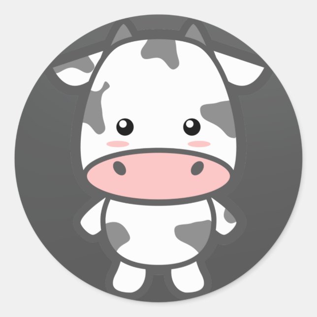 Cute Cow Runt Klistermärke (Framsida)