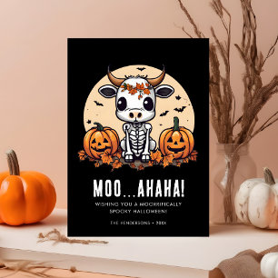 Cute Cow Skeleton Halloween-kort Kort