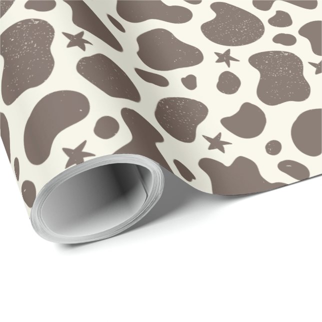 Cute Cow Skin Cowboybrun Stil Presentpapper (Rullad Hörn)