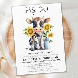 Cute Cow-solblommor Modern enkel babystövel för la Inbjudningar