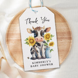 Cute Cow-solblommor Modern enkel babystövel för la Presentetikett