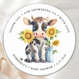 Cute Cow-solblommor Modern enkel babystövel för la Runt Klistermärke