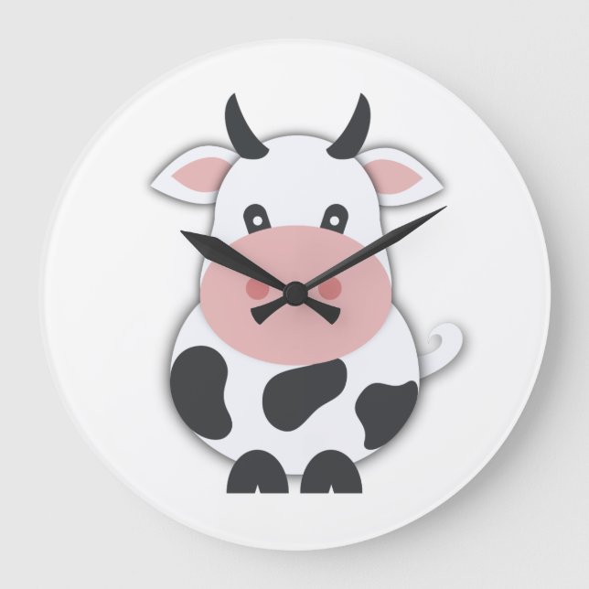 Cute Cow Stor Klocka (Framsida)