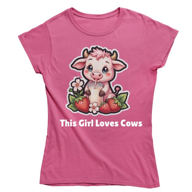 Cute Cow & Strawbär T Shirt (Skapare uppladdad)