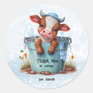 Cute Cow, tack för att du kom Personligen Runt Klistermärke