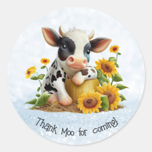 Cute Cow - tack för Personligen Moo Solros Garden Runt Klistermärke