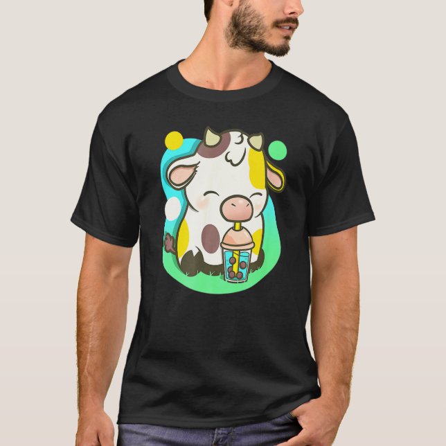 Cute Cow Tea Bubble Tea  Cow T Shirt (Framsida)