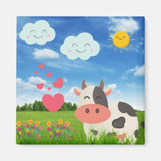 Cute Cow-Tecknad Magnet