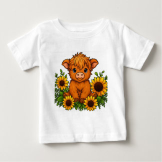 Cute Cow with Sunflowers T Shirt