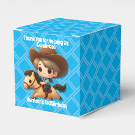 Cute Cowboy and Horse Western Birthday Blue Presentaskar