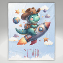 Cute Cowboy Astronaut Dinosaur Riding Space Rocket