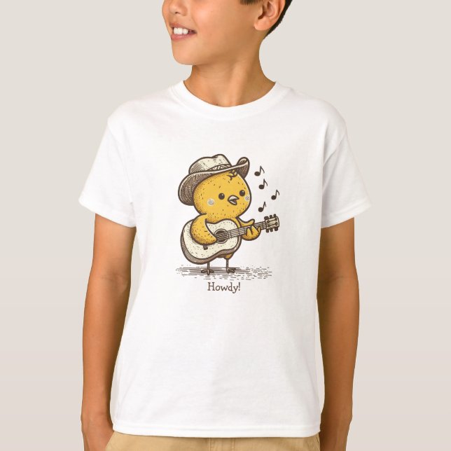 Cute Cowboy Baby Chick spelar Guitar Personlig T Shirt (Framsida)