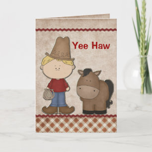Cute Cowboy Birthday-hälsningskort Kort