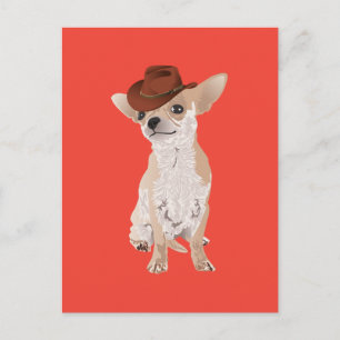 Cute Cowboy Chihuahua Hund Postcard Vykort