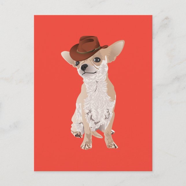 Cute Cowboy Chihuahua Hund Postcard Vykort (Framsida)