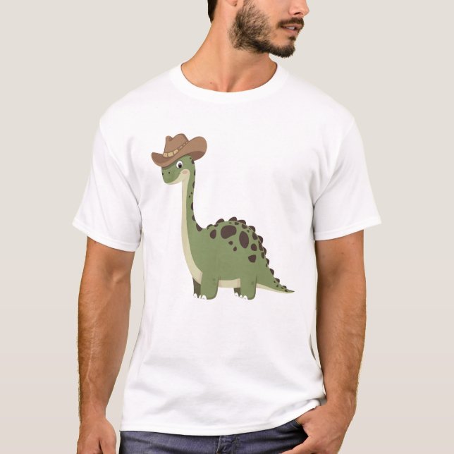 Cute Cowboy Dinosaur T Shirt (Framsida)