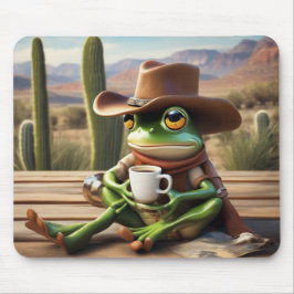 Cute Cowboy Frog med kaffemusmusslor Musmatta