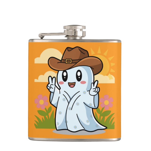Cute Cowboy Ghost för Halloween Roligt Dekoration Fickplunta (Framsidan)
