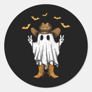 Cute Cowboy Ghost sheriff Peace Funny Halloween me Runt Klistermärke