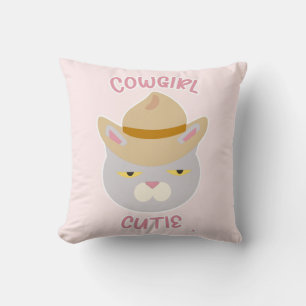 Cute Cowboy Hat Cowgirl Roligt Cat Slogan Kudde