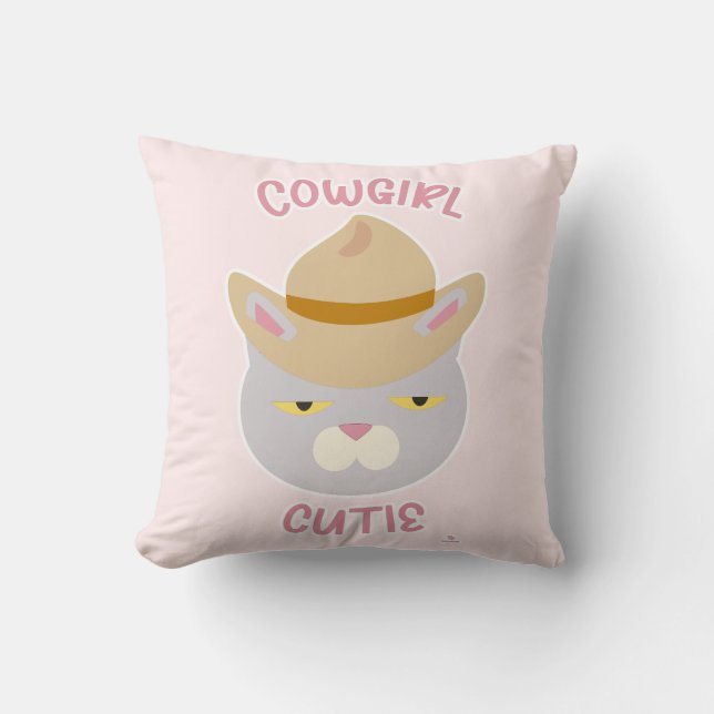 Cute Cowboy Hat Cowgirl Roligt Cat Slogan Kudde (Framsida)