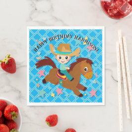 Cute Cowboy och Horse Western Birthday Pappersservett