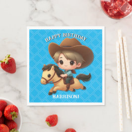 Cute Cowboy och Horse Western Birthday Pappersservett