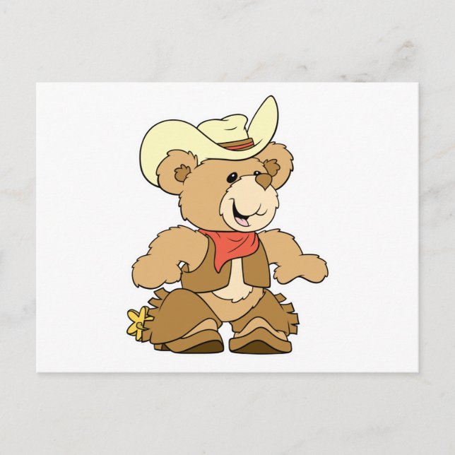 Cute Cowboy Rancher Bear Vykort (Framsida)