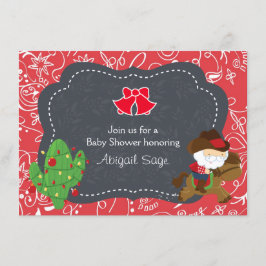 Cute Cowboy Santa and Horse Helgdag Baby Shower Inbjudningar