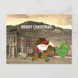 Cute Cowboy Santa Riding Horse Western jul Helg Vykort