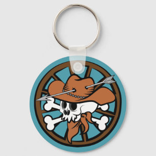 Cute Cowboy Skull och Crossbone Nyckelring