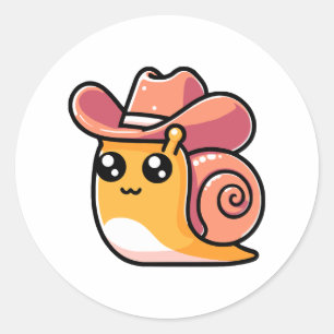 Cute Cowboy Snigel Runt Klistermärke