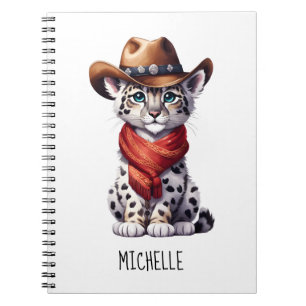 Cute Cowboy Snö Leopard Namn Anteckningsbok
